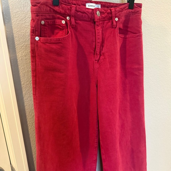 SIMKHAI Jude Straight Leg Jeans Cherry Women's Size 29 - Picture 3 of 13
